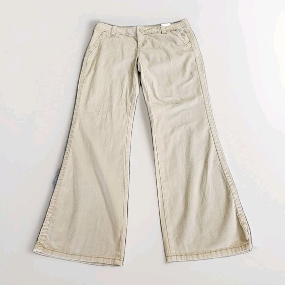 Aeropostale Pants Womens 13/14R Beige Cotton Pockets Flared Stretch Y2K Grunge - Picture 8 of 16